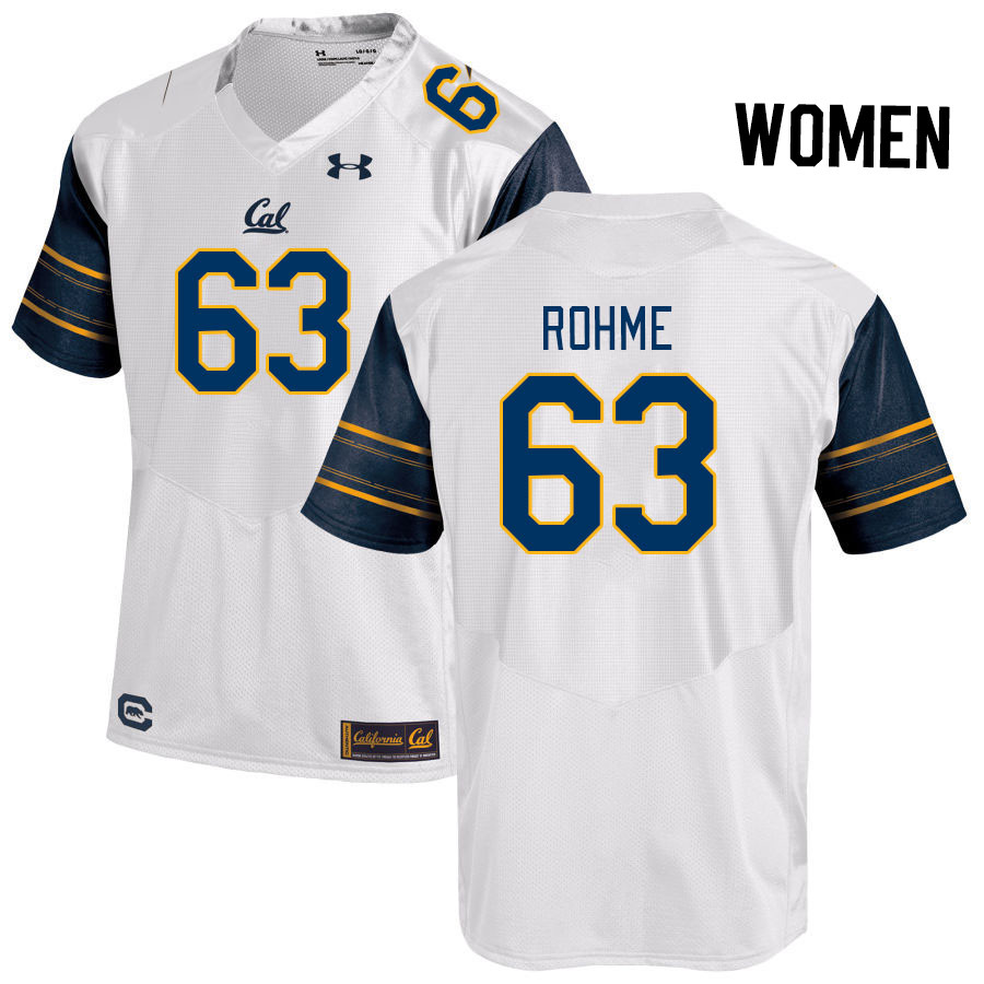 Women #63 Brayden Rohme California Golden Bears College Football Jerseys Stitched Sale-White